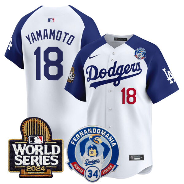 Men's Dodgers Fernando Valenzuela & 2024 World Series Patch Vapor Premier Limited Jersey V3 - All Stitched - Image 28