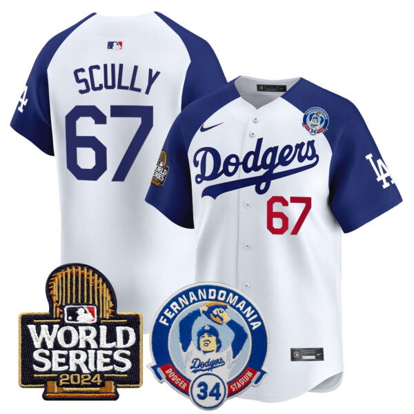 Men's Dodgers Fernando Valenzuela & 2024 World Series Patch Vapor Premier Limited Jersey V3 - All Stitched - Image 26