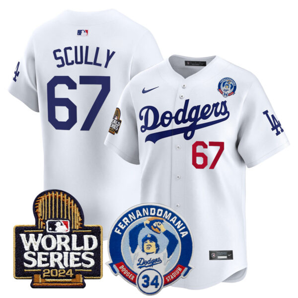 Men's Dodgers Fernando Valenzuela & 2024 World Series Patch Vapor Premier Limited Jersey V3 - All Stitched - Image 6
