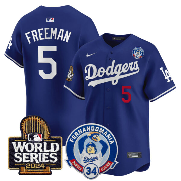 Men's Dodgers Fernando Valenzuela & 2024 World Series Patch Vapor Premier Limited Jersey V3 - All Stitched - Image 13