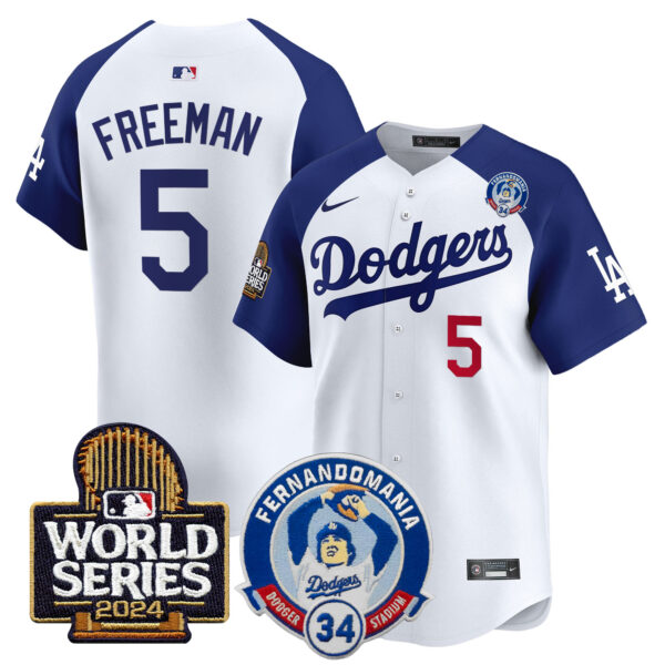 Men's Dodgers Fernando Valenzuela & 2024 World Series Patch Vapor Premier Limited Jersey V3 - All Stitched - Image 23
