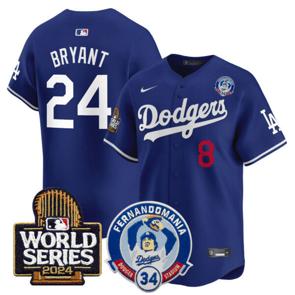 Men's Dodgers Fernando Valenzuela & 2024 World Series Patch Vapor Premier Limited Jersey V3 - All Stitched - Image 15