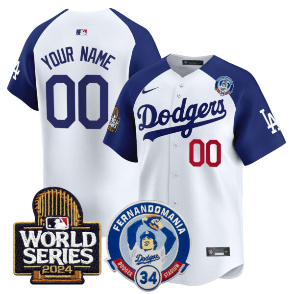 Dodgers Fernando Valenzuela & 2024 World Series Patch Vapor Premier Limited Custom Jersey V3 - All Stitched - Image 3