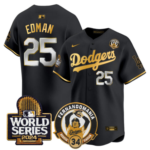 Men's Dodgers Fernando Valenzuela & 2024 World Series Patch Vapor Premier Limited Jersey V3 - All Stitched - Image 49