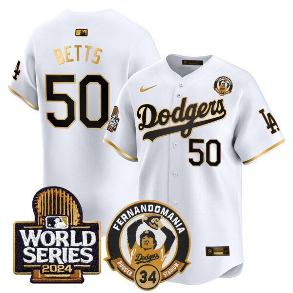 Men's Dodgers Fernando Valenzuela & 2024 World Series Patch Vapor Premier Limited Jersey V3 - All Stitched - Image 54