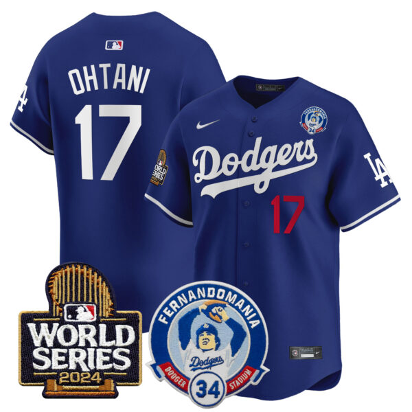 Men's Dodgers Fernando Valenzuela & 2024 World Series Patch Vapor Premier Limited Jersey V3 - All Stitched - Image 12