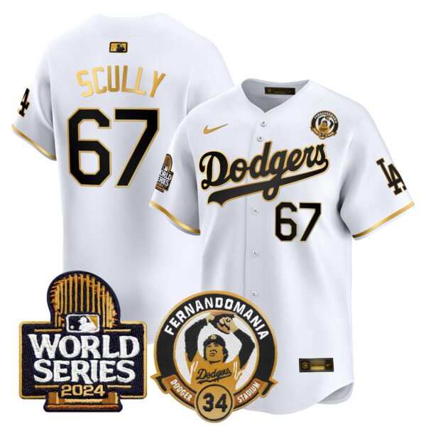 Men's Dodgers Fernando Valenzuela & 2024 World Series Patch Vapor Premier Limited Jersey V3 - All Stitched - Image 56