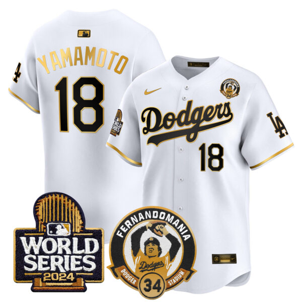 Men's Dodgers Fernando Valenzuela & 2024 World Series Patch Vapor Premier Limited Jersey V3 - All Stitched - Image 58