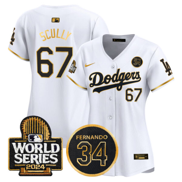 Women's Dodgers Fernando Valenzuela Memorial & 2024 World Series Patch Vapor Premier Limited Jersey - All Stitched - Image 16