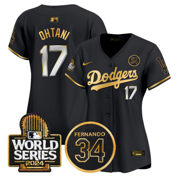 Women's Dodgers Fernando Valenzuela Memorial & 2024 World Series Patch Vapor Premier Limited Jersey - All Stitched - Image 2