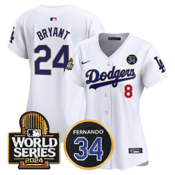 Women's Dodgers Fernando Valenzuela Memorial & 2024 World Series Patch Vapor Premier Limited Jersey - All Stitched - Image 25