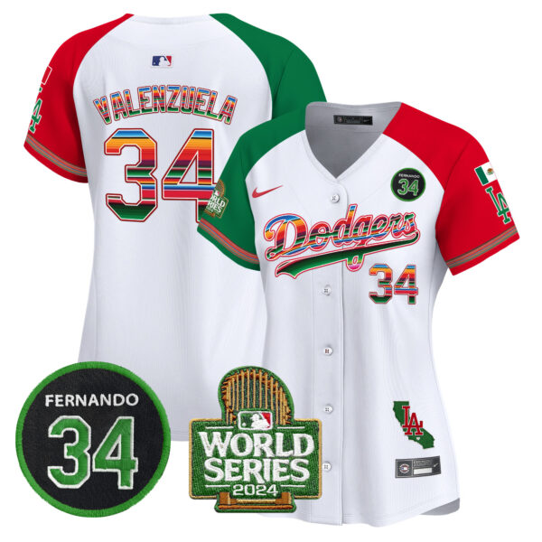 Women's Dodgers Mexico Fernando Memorial & 2024 World Series Patch Vapor Premier Limited Jersey - All Stitched - Image 28