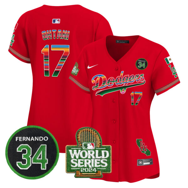 Women's Dodgers Mexico Fernando Memorial & 2024 World Series Patch Vapor Premier Limited Jersey - All Stitched - Image 47