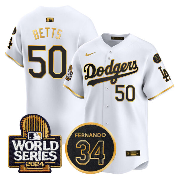 Men's Dodgers Fernando Memorial & 2024 World Series Patch Vapor Premier Limited Jersey - All Stitched - Image 14
