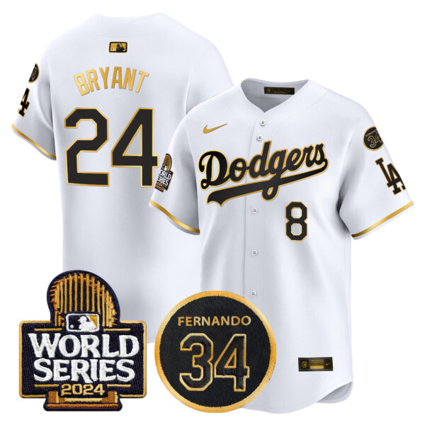 Men's Dodgers Fernando Memorial & 2024 World Series Patch Vapor Premier Limited Jersey - All Stitched - Image 15