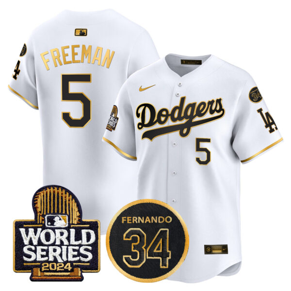 Men's Dodgers Fernando Memorial & 2024 World Series Patch Vapor Premier Limited Jersey - All Stitched - Image 13