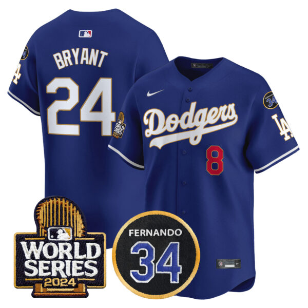 Men's Dodgers Fernando Memorial & 2024 World Series Patch Vapor Premier Limited Jersey - All Stitched - Image 35