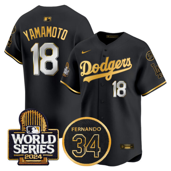 Men's Dodgers Fernando Memorial & 2024 World Series Patch Vapor Premier Limited Jersey - All Stitched - Image 8