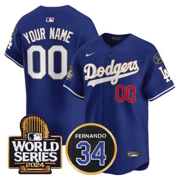 Dodgers Fernando Memorial & 2024 World Series Patch Vapor Premier Limited Custom Jersey - All Stitched - Image 4