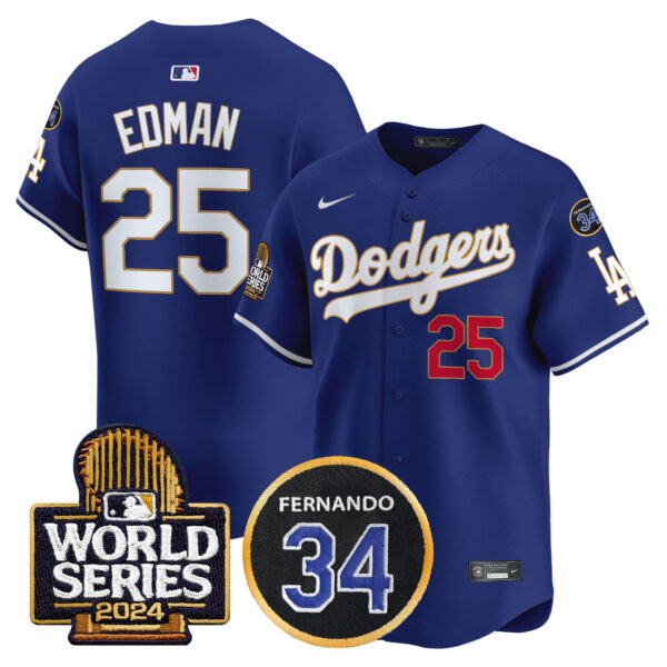 Men's Dodgers Fernando Memorial & 2024 World Series Patch Vapor Premier Limited Jersey - All Stitched - Image 39