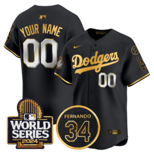 Dodgers Fernando Memorial & 2024 World Series Patch Vapor Premier Limited Custom Jersey - All Stitched