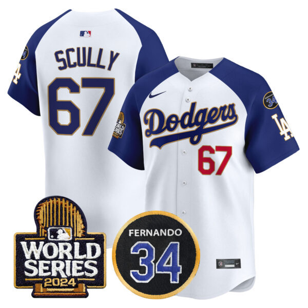 Men's Dodgers Fernando Memorial & 2024 World Series Patch Vapor Premier Limited Jersey - All Stitched - Image 46