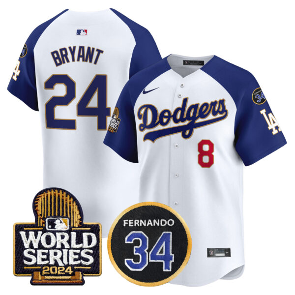 Men's Dodgers Fernando Memorial & 2024 World Series Patch Vapor Premier Limited Jersey - All Stitched - Image 45