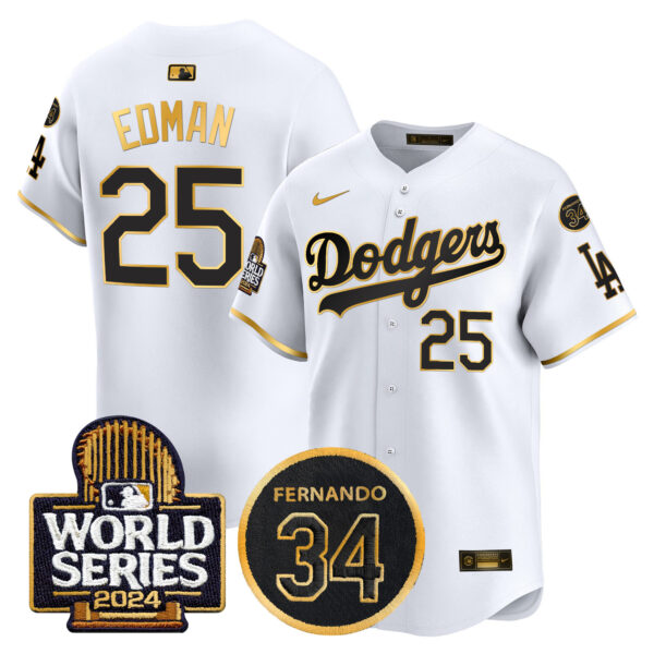 Men's Dodgers Fernando Memorial & 2024 World Series Patch Vapor Premier Limited Jersey - All Stitched - Image 19