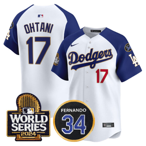 Men's Dodgers Fernando Memorial & 2024 World Series Patch Vapor Premier Limited Jersey - All Stitched - Image 42