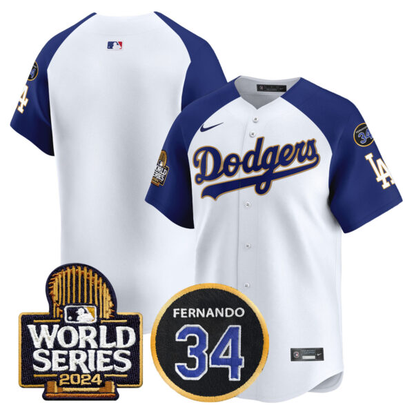 Men's Dodgers Fernando Memorial & 2024 World Series Patch Vapor Premier Limited Jersey - All Stitched - Image 50