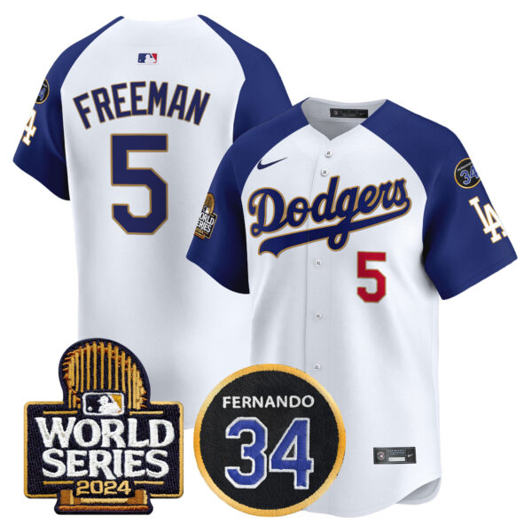 Men's Dodgers Fernando Memorial & 2024 World Series Patch Vapor Premier Limited Jersey - All Stitched - Image 43