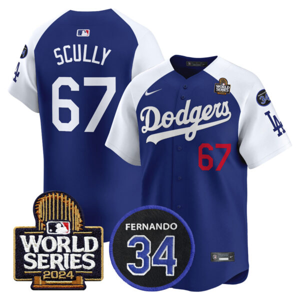 Men's Dodgers Fernando Memorial & 2024 World Series Patch Vapor Premier Limited Jersey V2 - All Stitched - Image 36