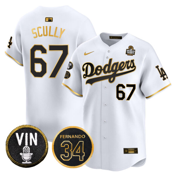 Men's Dodgers 2024 World Series Gold Trim Vapor Premier Limited Jersey V3 - All Stitched - Image 16
