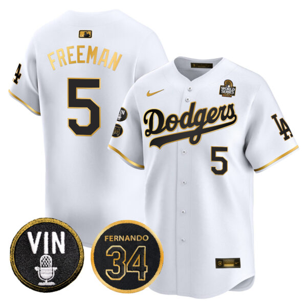 Men's Dodgers 2024 World Series Gold Trim Vapor Premier Limited Jersey V3 - All Stitched - Image 13