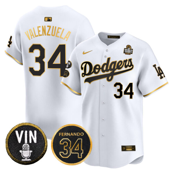 Men's Dodgers 2024 World Series Gold Trim Vapor Premier Limited Jersey V3 - All Stitched - Image 11