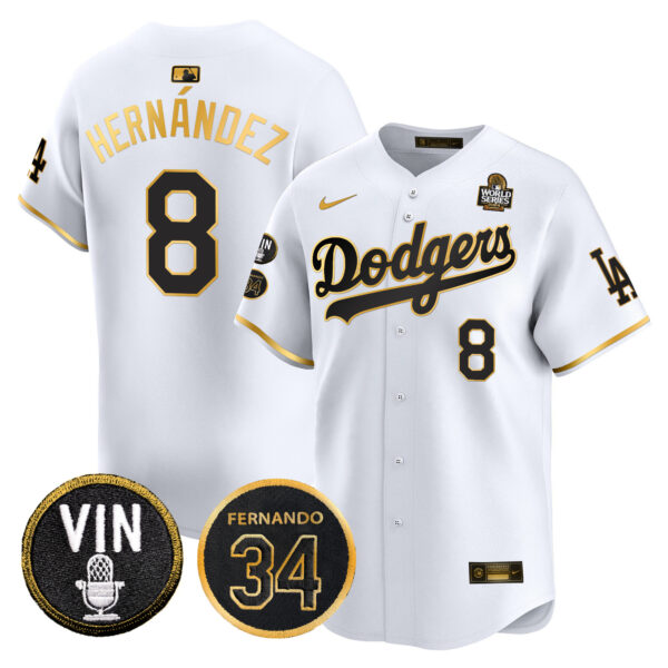 Men's Dodgers 2024 World Series Gold Trim Vapor Premier Limited Jersey V3 - All Stitched - Image 17