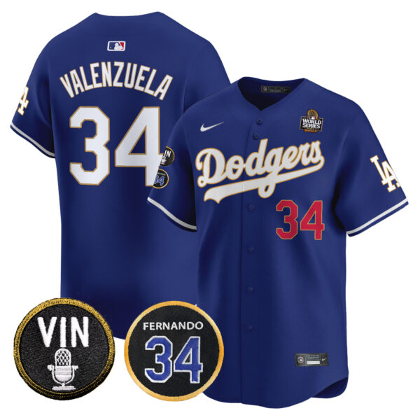 Men's Dodgers 2024 World Series Gold Trim Vapor Premier Limited Jersey V3 - All Stitched - Image 31
