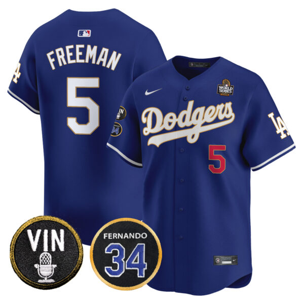 Men's Dodgers 2024 World Series Gold Trim Vapor Premier Limited Jersey V3 - All Stitched - Image 33