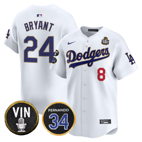 Men's Dodgers 2024 World Series Gold Trim Vapor Premier Limited Jersey V3 - All Stitched - Image 25