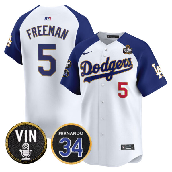 Men's Dodgers 2024 World Series Gold Trim Vapor Premier Limited Jersey V3 - All Stitched - Image 43