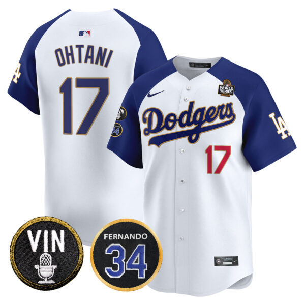 Men's Dodgers 2024 World Series Gold Trim Vapor Premier Limited Jersey V3 - All Stitched - Image 42