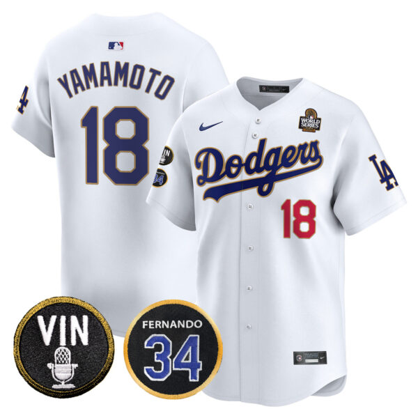 Men's Dodgers 2024 World Series Gold Trim Vapor Premier Limited Jersey V3 - All Stitched - Image 28