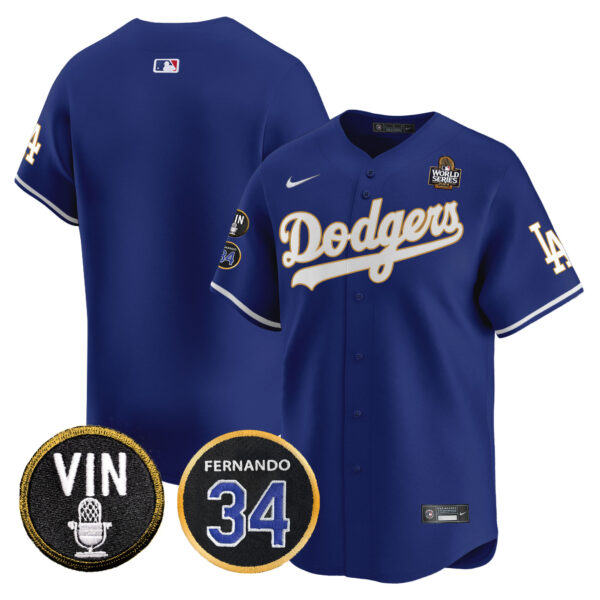 Men's Dodgers 2024 World Series Gold Trim Vapor Premier Limited Jersey V3 - All Stitched - Image 40
