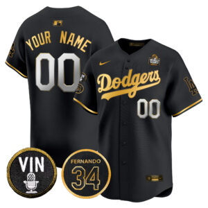 Dodgers 2024 World Series Gold Trim Vapor Premier Limited Custom Jersey V3 - All Stitched