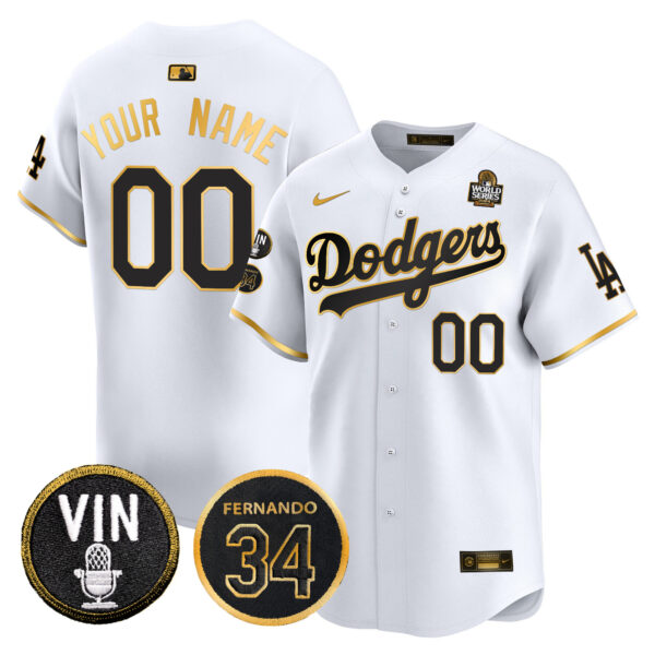 Dodgers 2024 World Series Gold Trim Vapor Premier Limited Custom Jersey V3 - All Stitched - Image 2