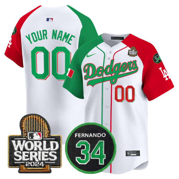 Dodgers Mexico Fernando Memorial & 2024 World Series Patch Vapor Premier Limited Custom Jersey V3 - All Stitched - Image 3