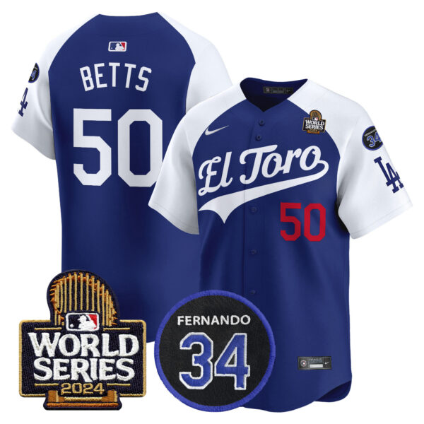 Men's Dodgers El Toro 2024 World Series Patch Vapor Premier Limited Jersey - All Stitched - Image 34