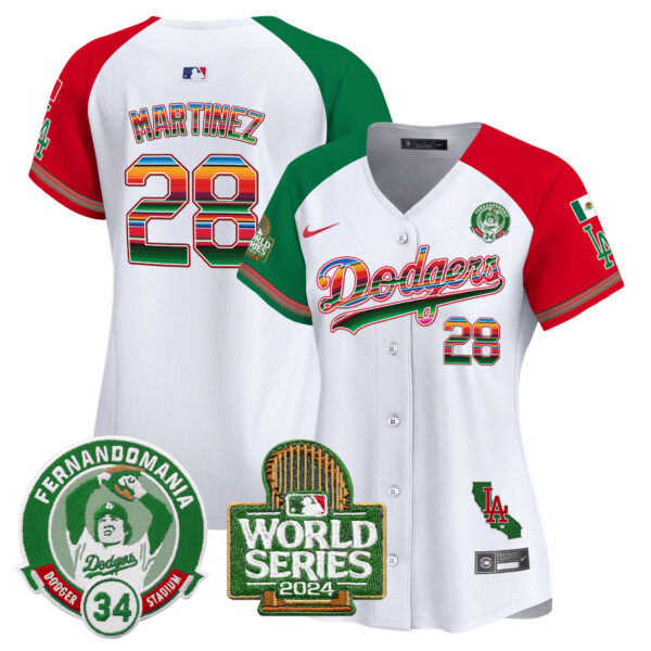 Women's Dodgers Mexico Fernando Valenzuela & 2024 World Series Patch Vapor Premier Limited Jersey - All Stitched - Image 34