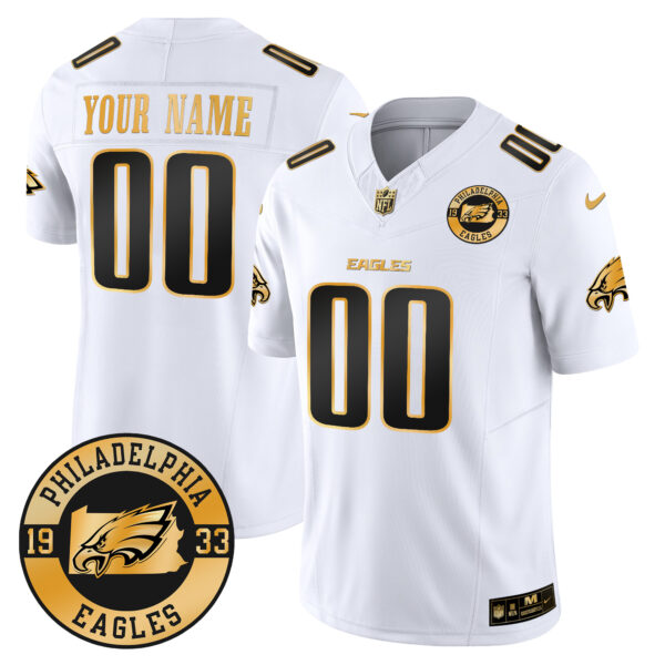 Eagles 2024 Gold Vapor Limited Custom Jersey - Est. 1933 Patch - All Stitched - Image 2