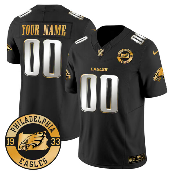 Eagles 2024 Gold Vapor Limited Custom Jersey - Est. 1933 Patch - All Stitched - Image 4